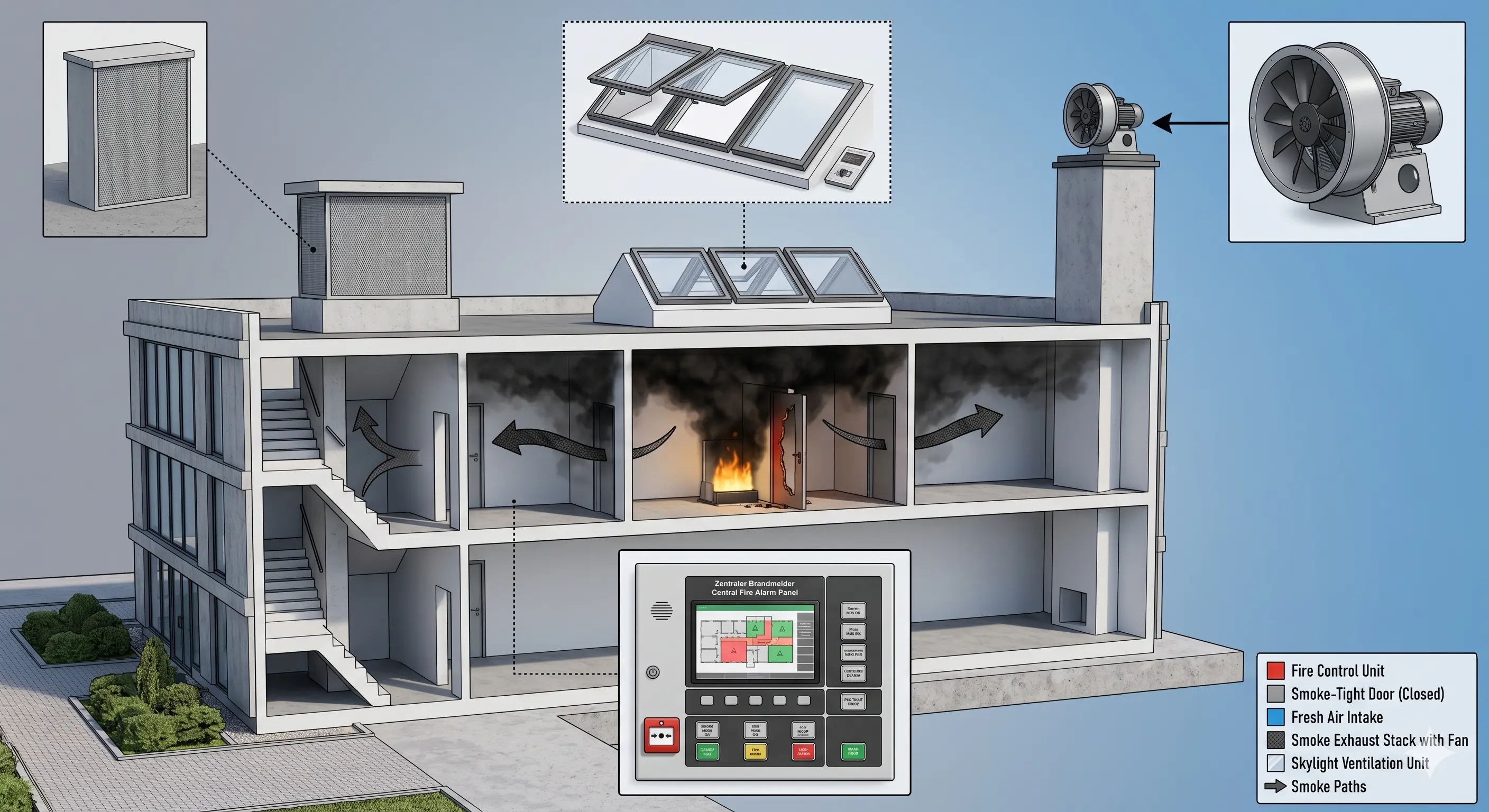 AOV smoke ventilation installation